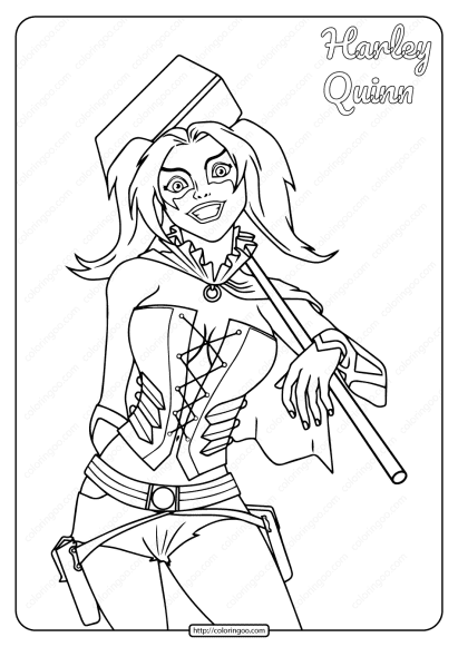 printable harley quinn pdf coloring page