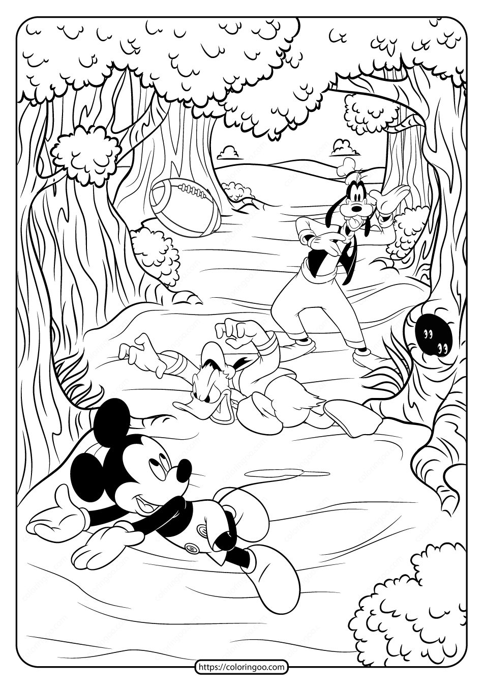 Mickey & Friends Fall Football Pdf Coloring Page