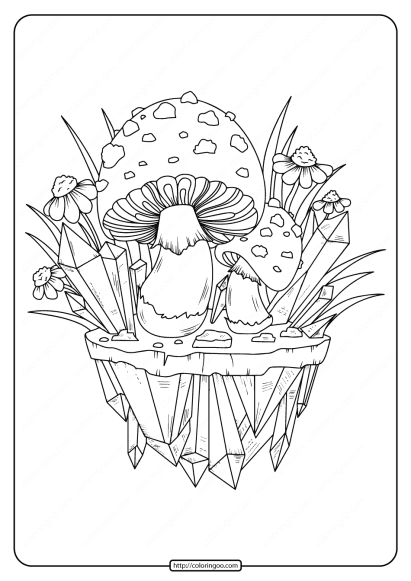 printable mushrooms adult coloring page 2