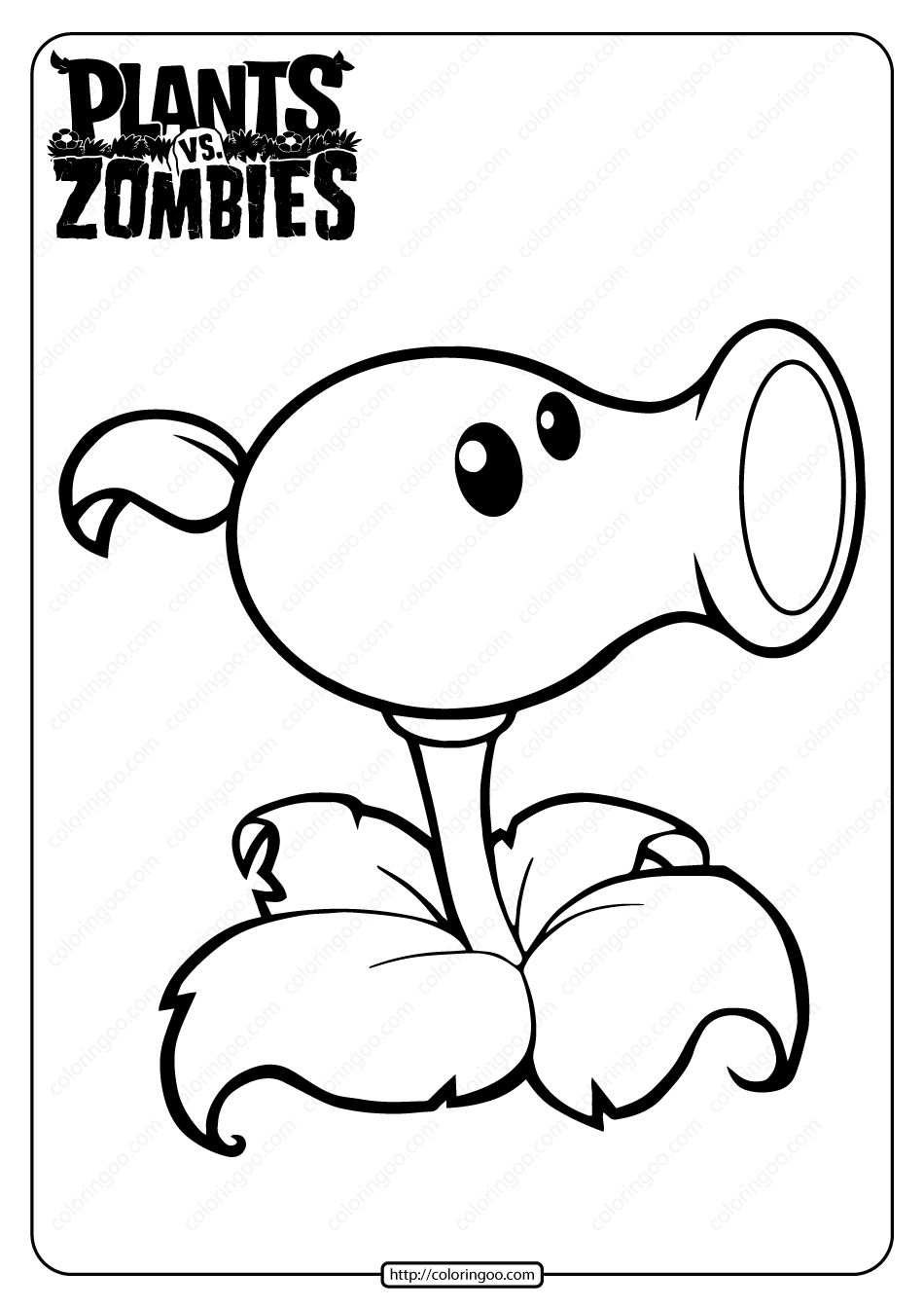 Plants Vs Zombies Peashooter Coloring Page