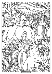 printable pumpkins berries and leaves coloring page