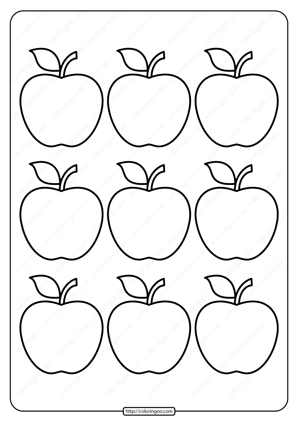 Download Printable Simple Apple Outline 9 Coloring Page