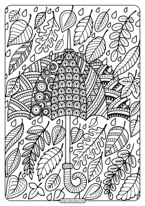 Printable Zentangle Leaves Coloring Page