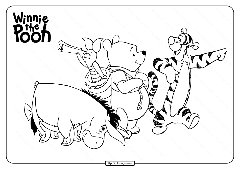 printable winnie the pooh and friends coloring page