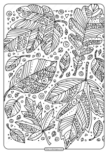 printable zentangle leaves coloring page book