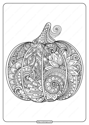 printable zentangle pumpkin coloring page