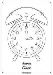 free printable alarm clock outline coloring page