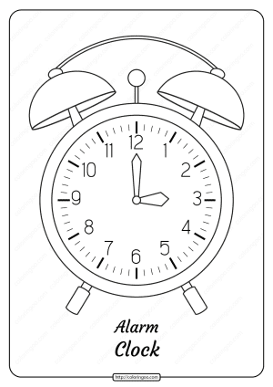 Free Printable Alarm Clock Pdf Coloring Page