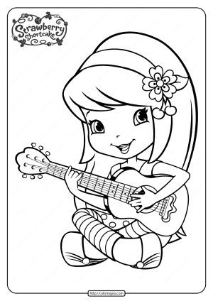 Printable Cherry Jam Playing the Guitar Coloring
