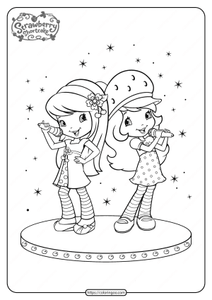 Printable Cherry Strawberry Onstage Duet Coloring