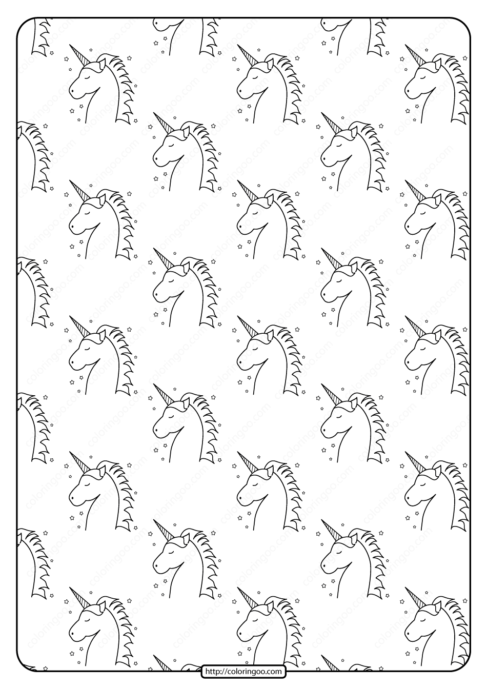 free printable cute cartoon unicorn pattern coloring page