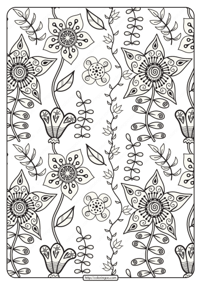 free printable floral pattern pdf coloring page