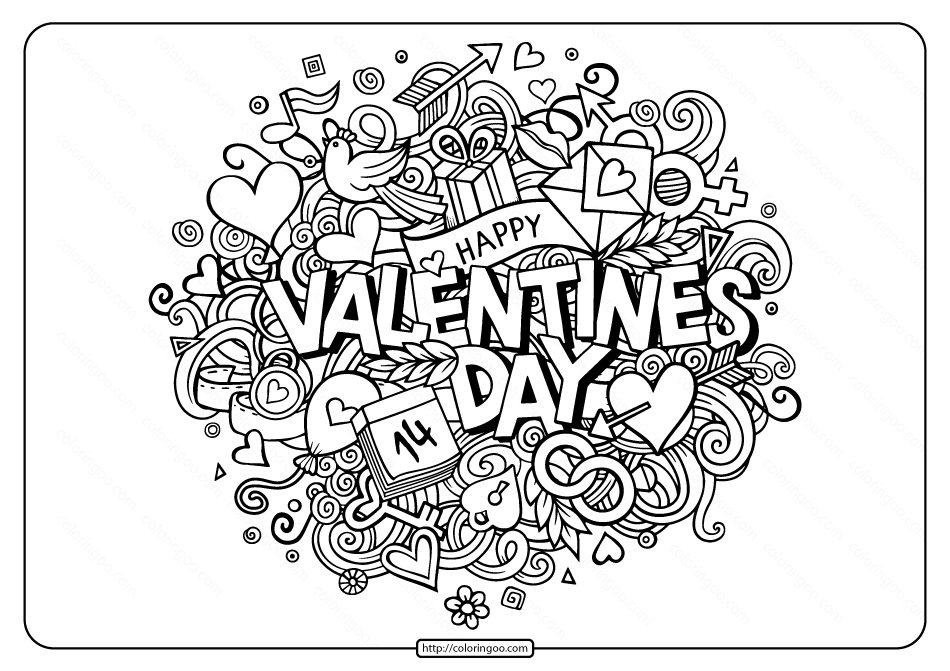 free printable happy valentines day pdf coloring page
