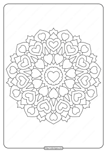 free printable heart mandala pdf coloring page