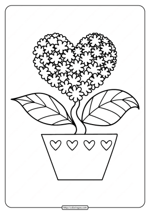 free printable heart shaped flower coloring pages
