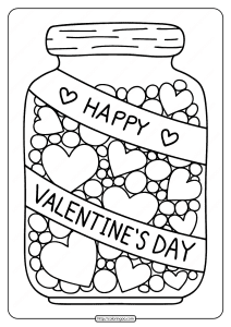 Free Printable Hearts in a Jar Coloring Page