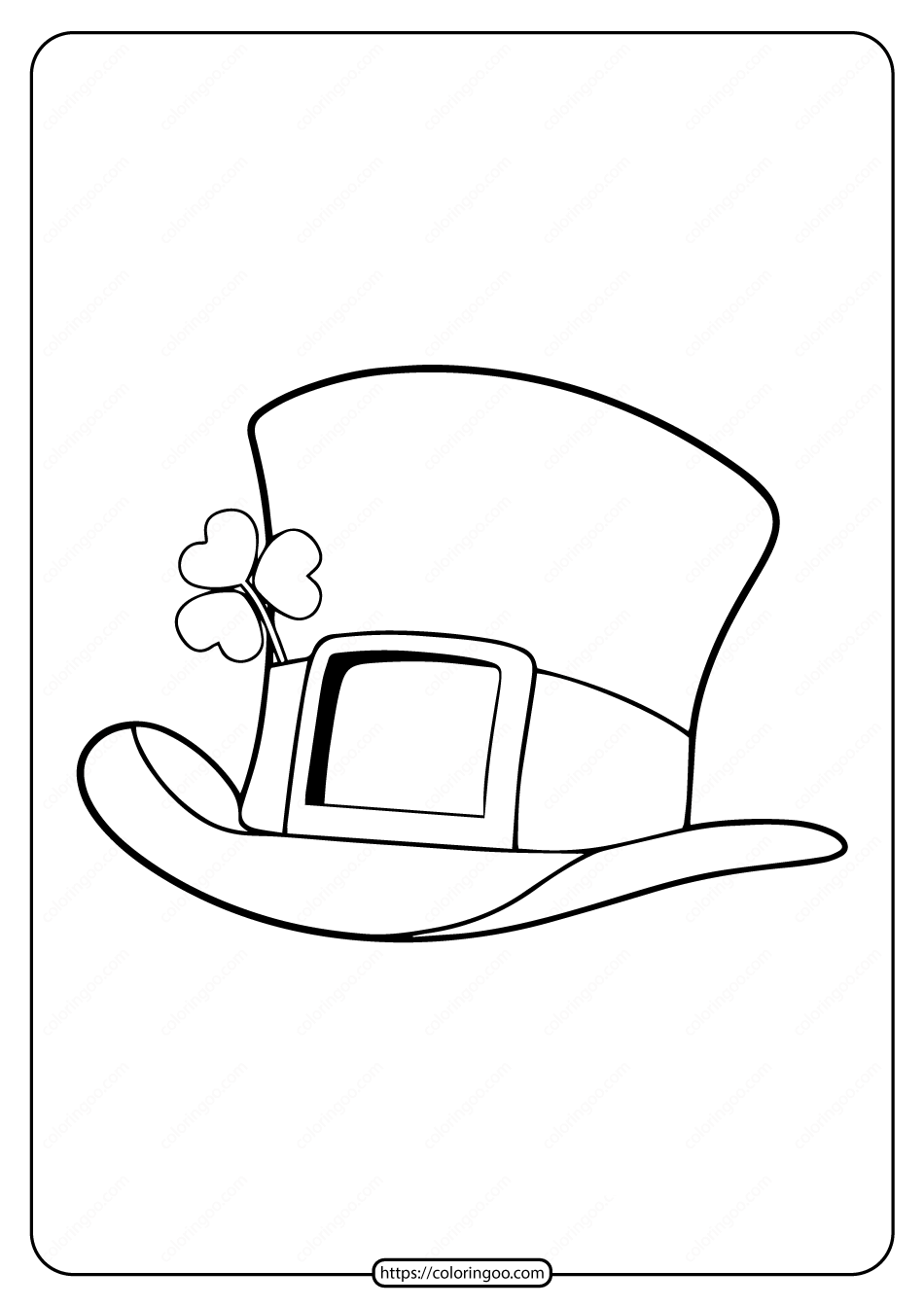 Printable Leprechaun Top Hat Pdf Coloring Page