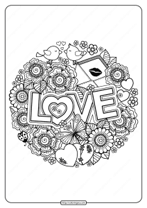 free printable love circle pdf coloring page