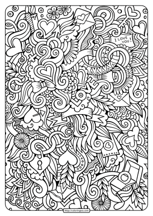 Free Printable Love Doodle Pdf Coloring Page