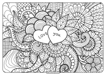 Free Printable Love You Zentangle Pdf Coloring Page