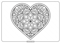 free printable mandala heart pdf coloring page