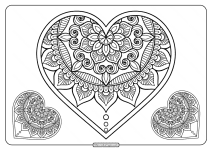 free printable mandala hearts pdf coloring page