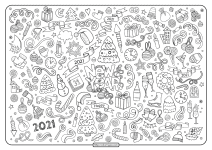 free printable new year 2021 doddle coloring pages