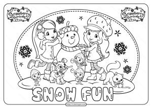 Printable Snow Fun Strawbery Shortcake ColoringPage