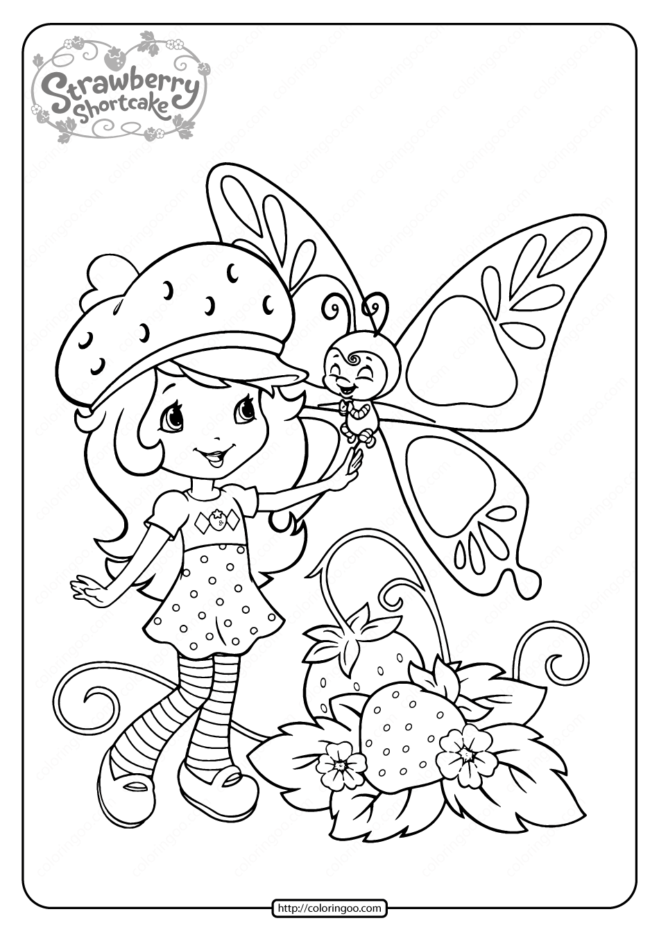 free printable strawberry shortcake coloring page 09