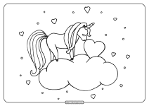 free printable unicorn nuzzles heart coloring page