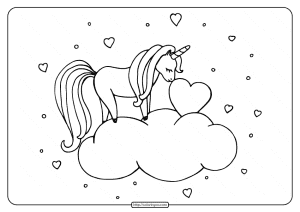 Free Printable Unicorn Nuzzles Heart Coloring Page