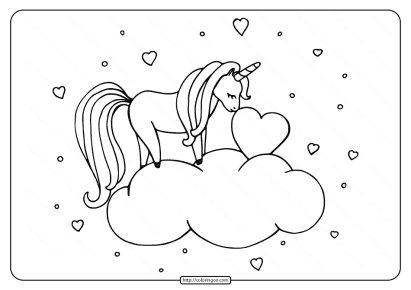 free printable unicorn nuzzles heart coloring page