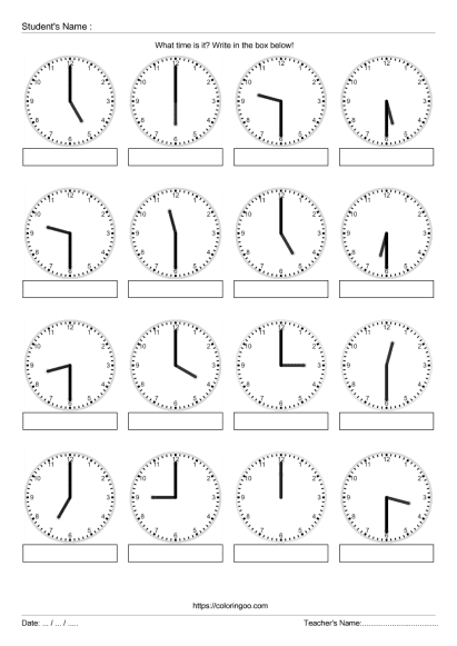 free printable what time is it exercise worksheet 05