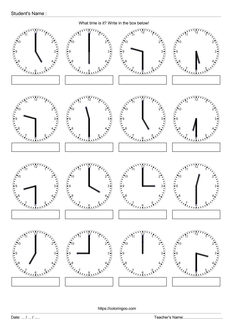 free printable what time is it exercise worksheet 05