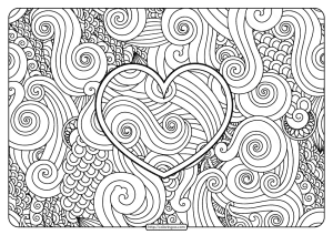 free printable zentangle heart pdf coloring pages e1589297534656