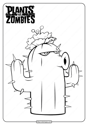 Free Plants vs Zombies Cactus Pdf Coloring Page