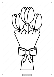 printable bouquet of tulips pdf coloring page