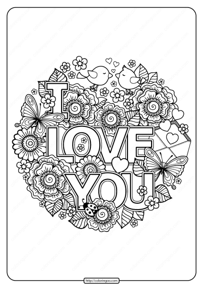 printable i love you pdf coloring page