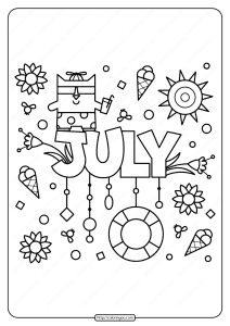 Free Printable July Pdf  Coloring Page