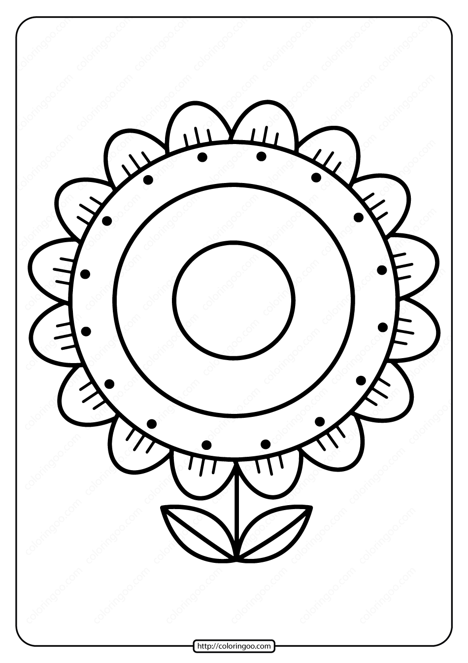 printable sunflower pdf coloring page
