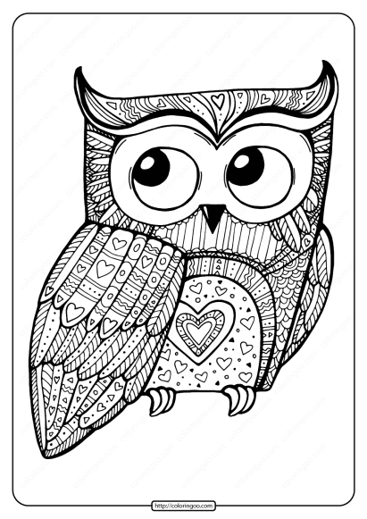 printable valentine owl pdf coloring page