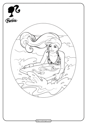 Free Printable Barbie Surfing Pdf Coloring Pages 11