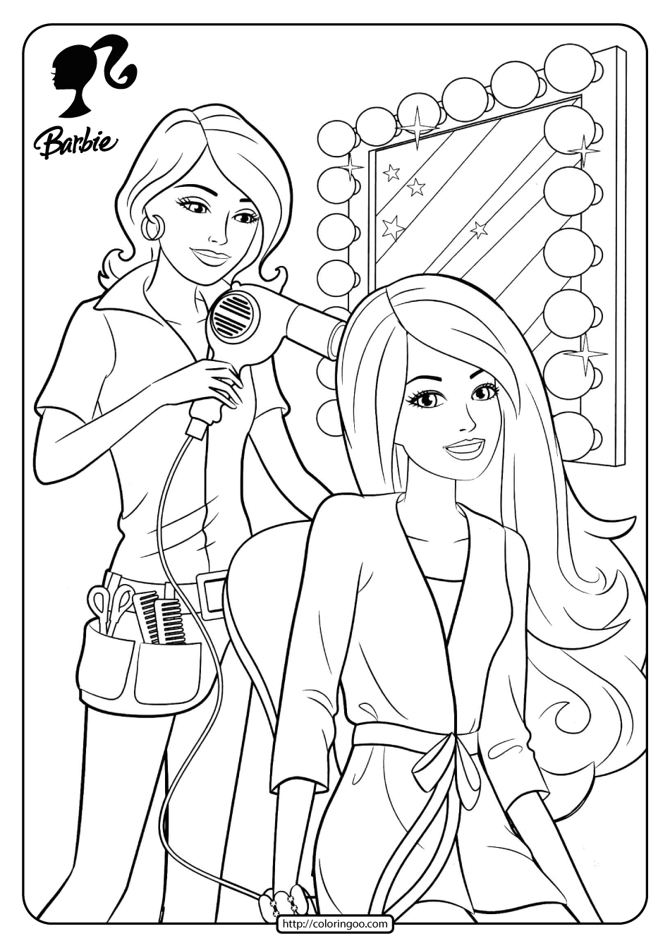 Printable Barbie Hairdressing Pdf Coloring Pages 16