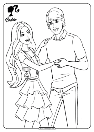 Printable Barbie Dancing with Ken Coloring Pages 20