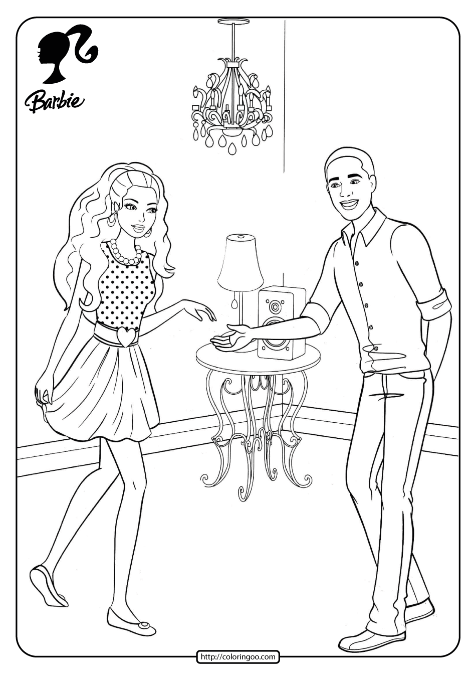 Barbie Dancing with Steven Coloring Pages 21