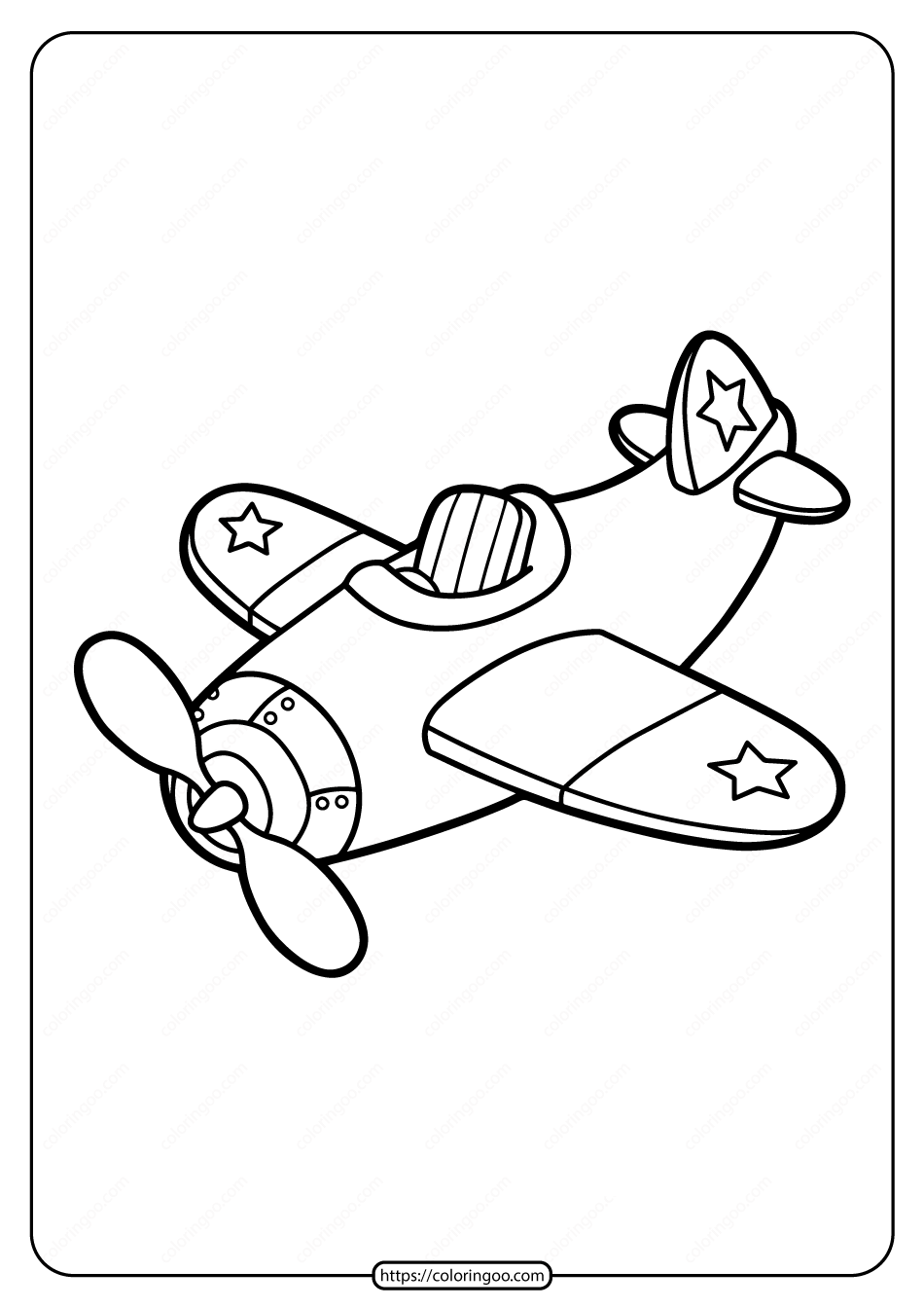 free printable cute airplane pdf coloring page