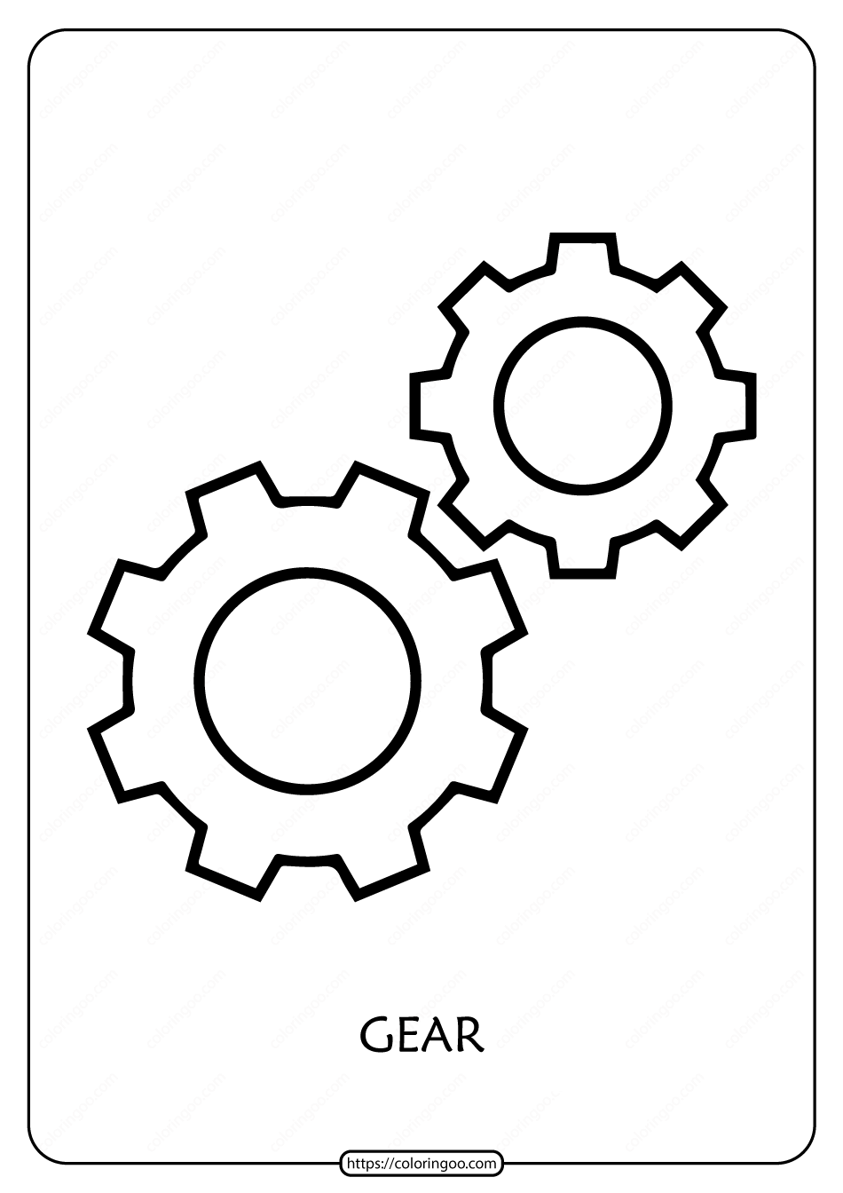 free printable gear outline pdf coloring page