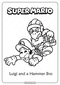 free printable luigi and hammer bro coloring page