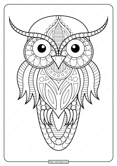 free printable owl animal coloring page