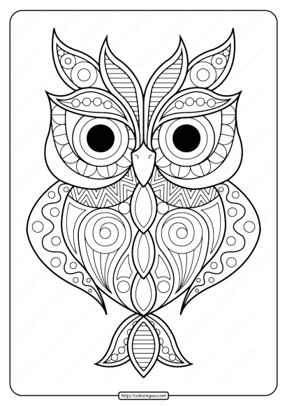 free printable owl animal pdf coloring page